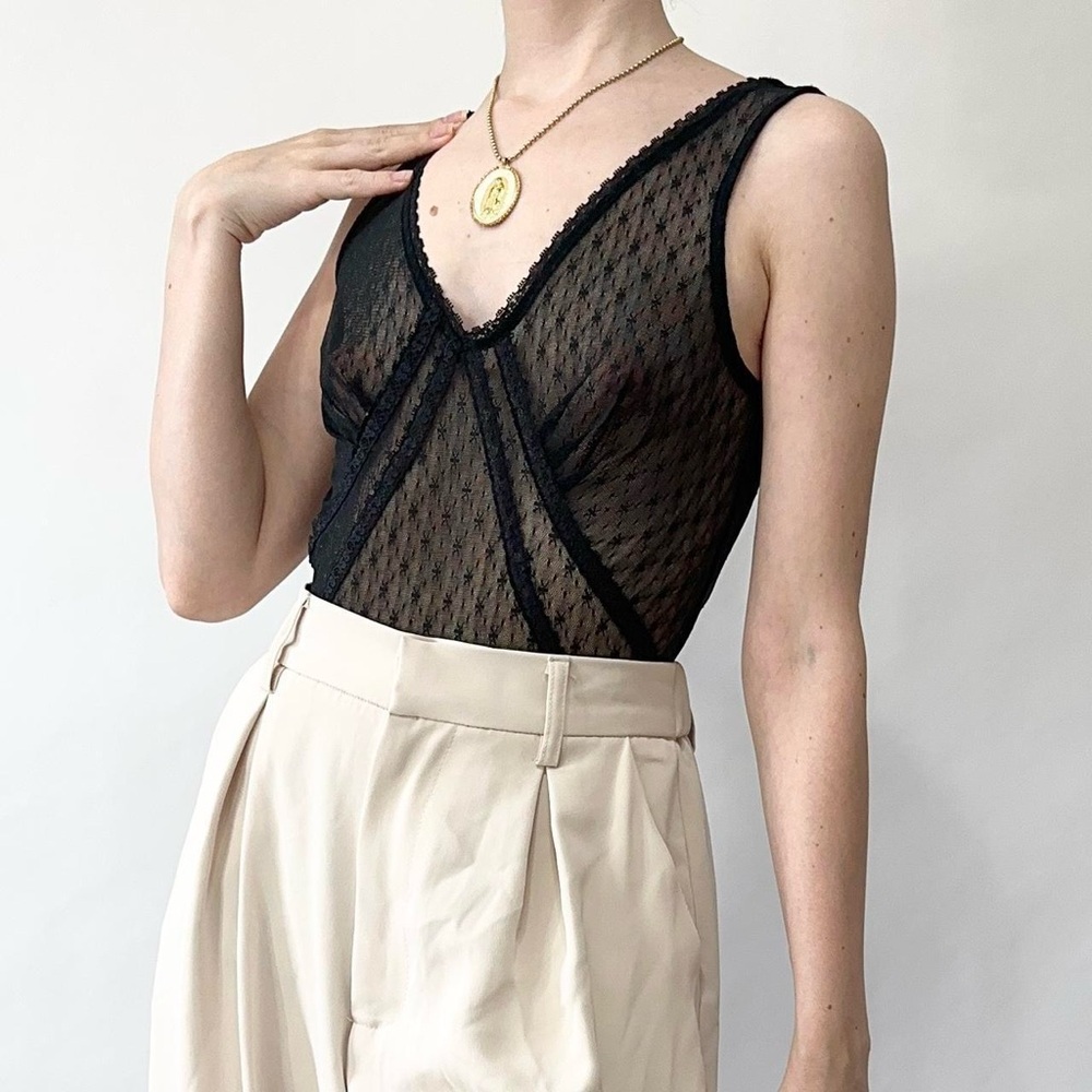 Sheer Black Lace Y2k 2000s Bias Cut Cami